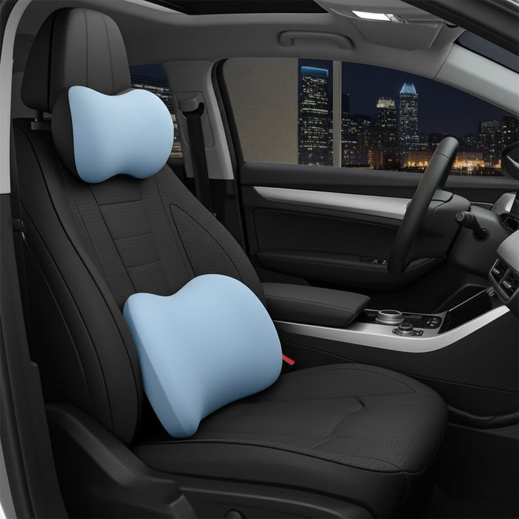 Coussin Lombaire Voiture — Dos et Nuque Soulages en Route