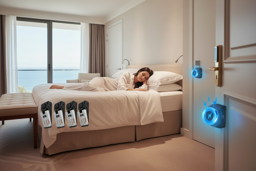 Alarme de Porte Sans Fil 120dB — Sécurité Portable Anti-Effraction, Acier Inoxydable