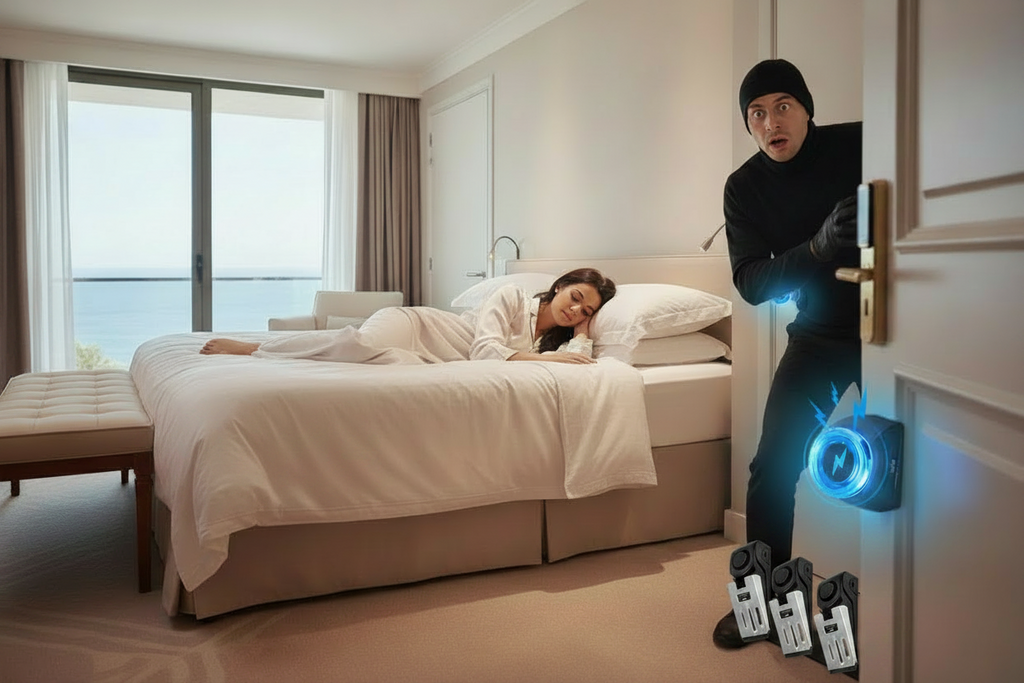 Alarme de Porte Sans Fil 120dB — Sécurité Portable Anti-Effraction, Acier Inoxydable