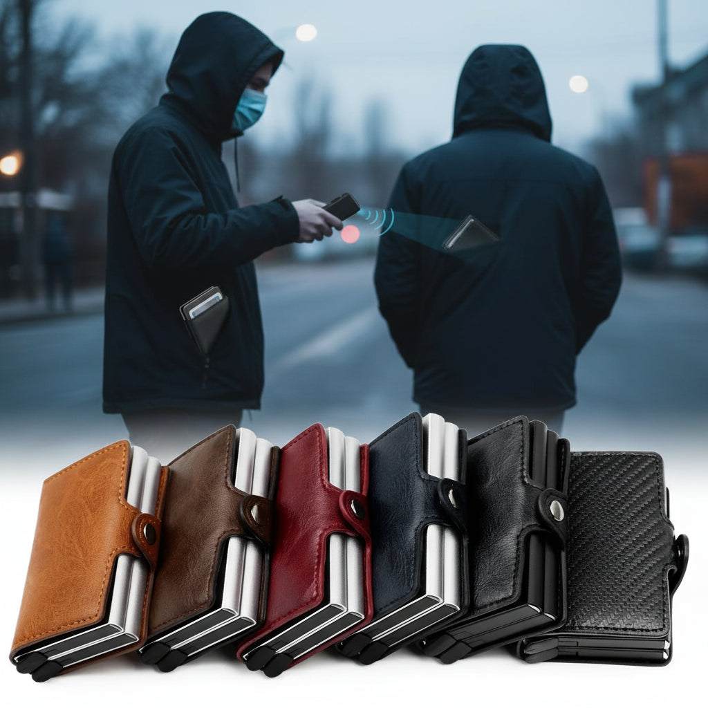 Portefeuille Minimaliste RFID Fibre de Carbone — 12 Emplacements, Ultra-Slim & Anti-Fraude