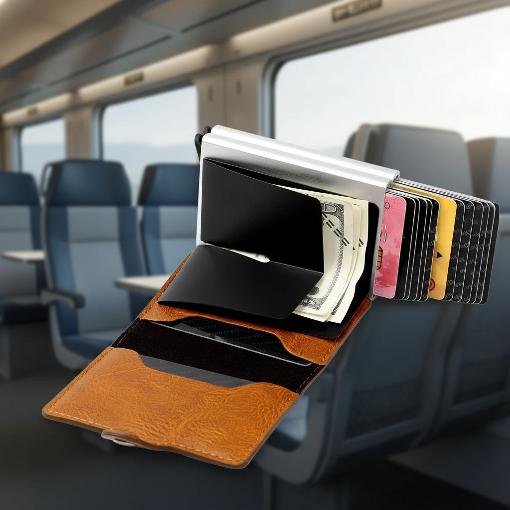 Portefeuille Minimaliste RFID Fibre de Carbone — 12 Emplacements, Ultra-Slim & Anti-Fraude