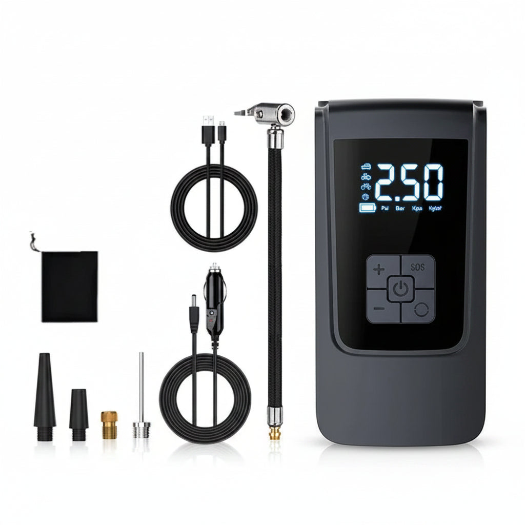 Gonfleur de Pneus Sans Fil — Compresseur d'Air Portable, Écran LCD, 150 PSI